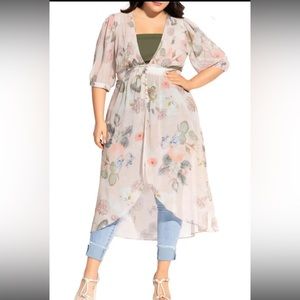 City Chic Pink Summer Rose Duster XL/22